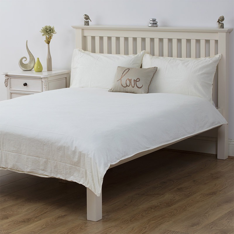 Super king Stonewashed Cotton Bedding Set in White